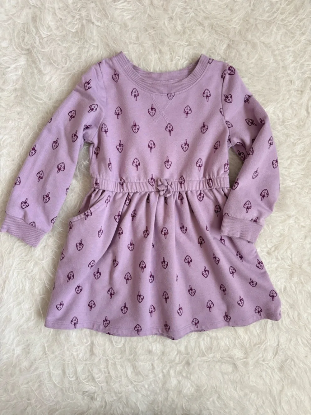 Cat & Jack Girls Lilac Casual Dress with Cottagecore Mushroom AOP